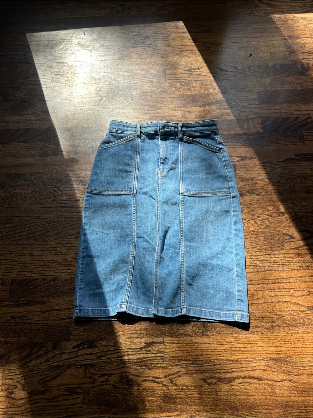 Gerard Darel Light Blue Denim Midi Skirt